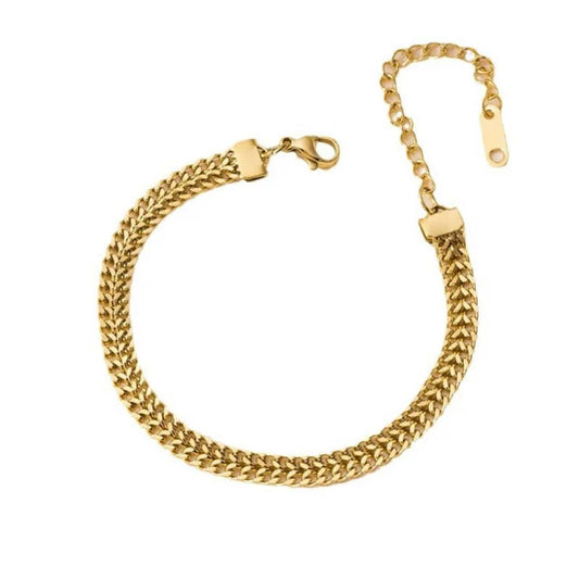 Classic Gold-Plated Flat Chain Bracelet