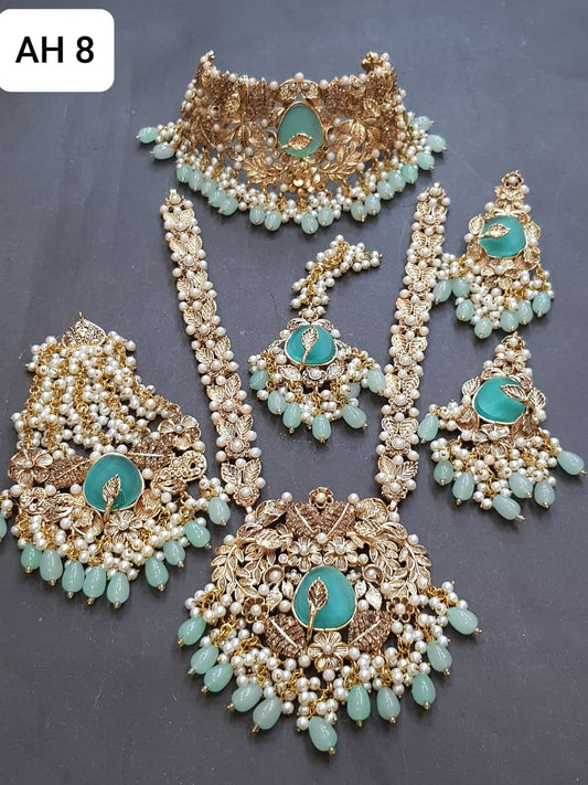 Traditional Bridal Jewelry Set with Red Beads