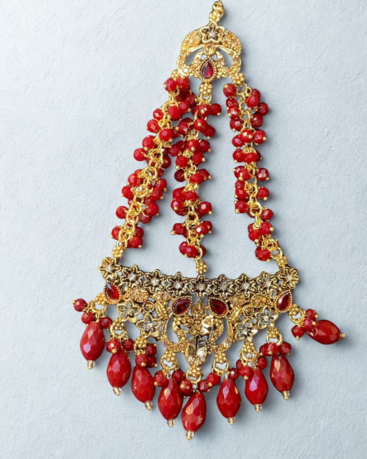 Luxurious Pearl and Gold Jhoomer with Crystal Embellishments