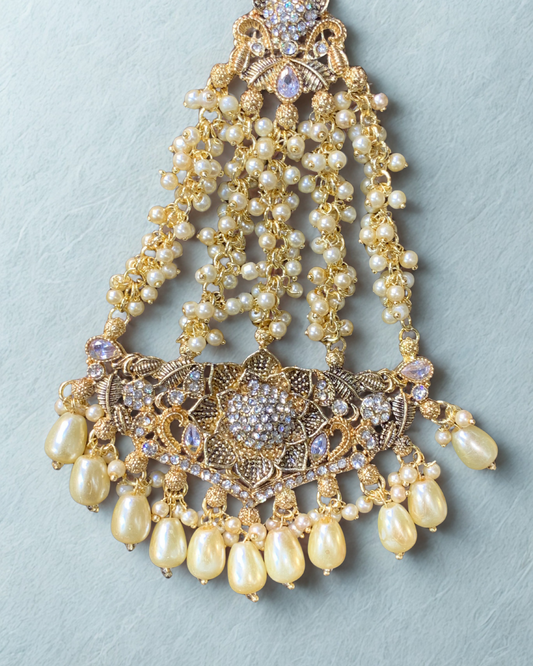 Exquisite Red and Gold Jhoomer with Crystal Accents