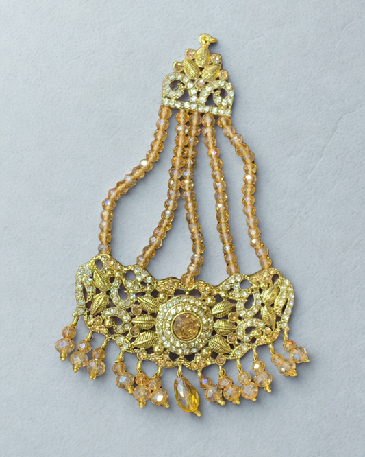 Regal Pearl and Crystal Jhoomer with Floral Design