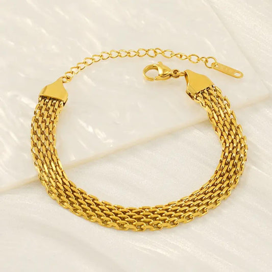 Elegant Gold-Plated Multi-Strand Chain Bracelet