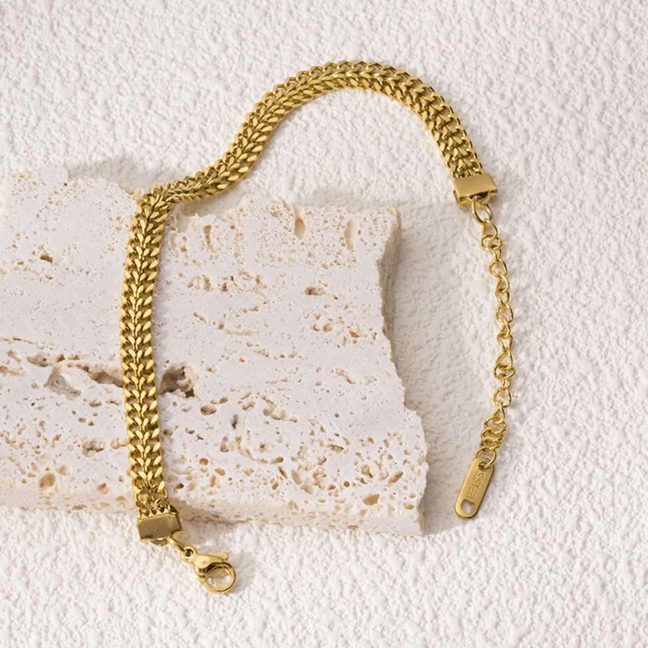 Classic Gold-Plated Flat Chain Bracelet