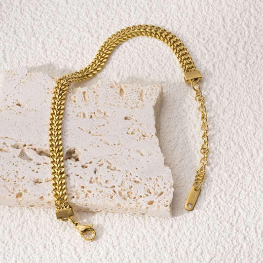 Classic Gold-Plated Flat Chain Bracelet