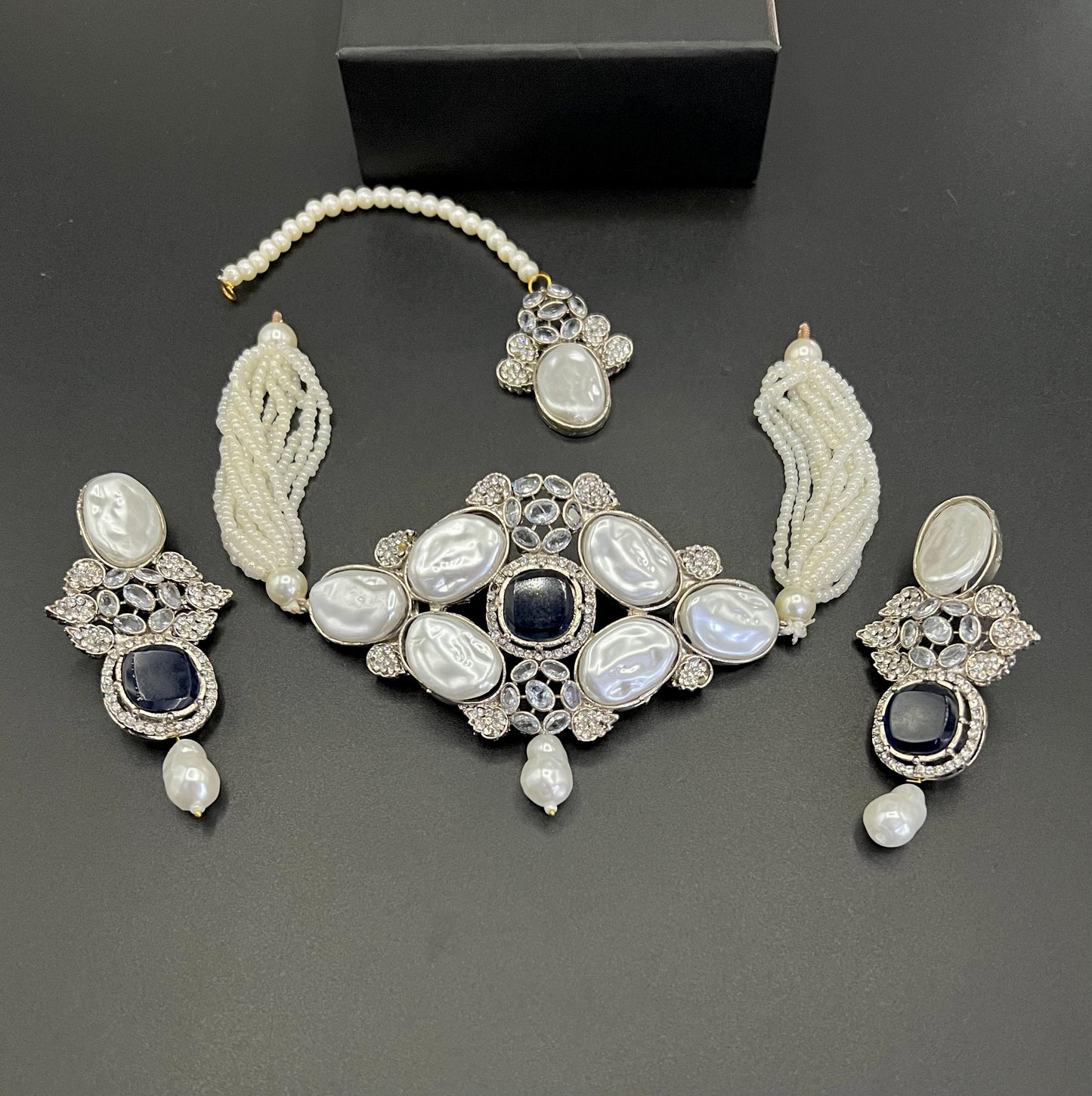 Regal Pearl & Kundan Choker Set with Earrings