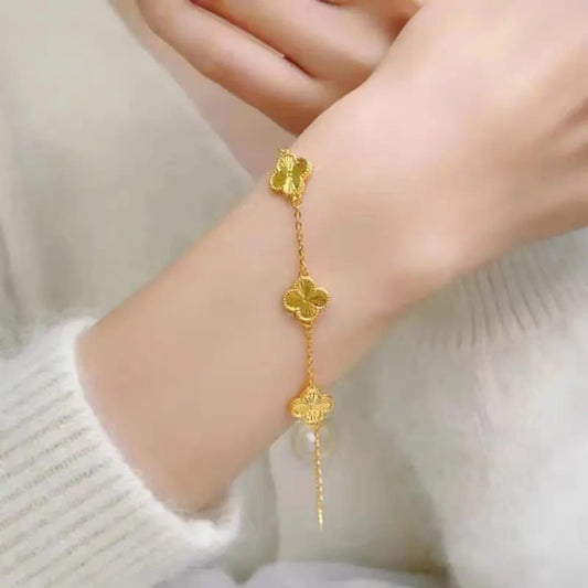 Golden Clover Charm Bracelet