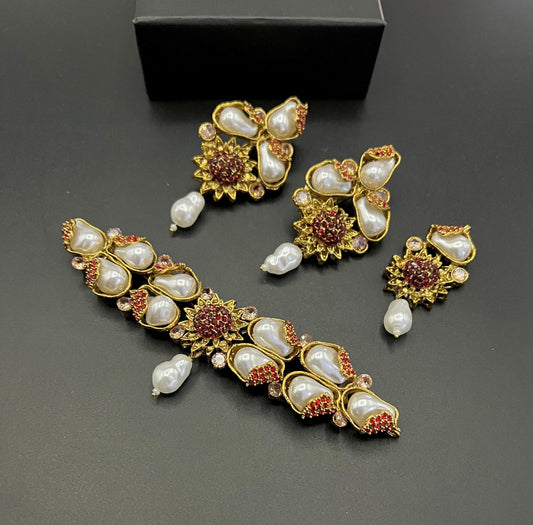 Blush Bloom Pearl & Crystal Jewelry Set
