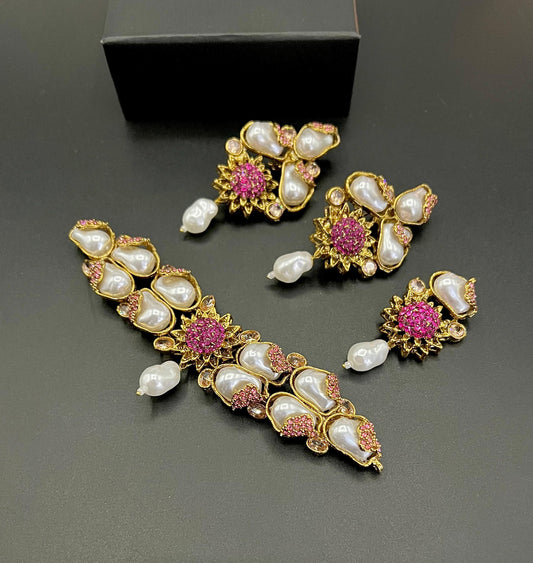 Blush Bloom Pearl & Crystal Jewelry Set