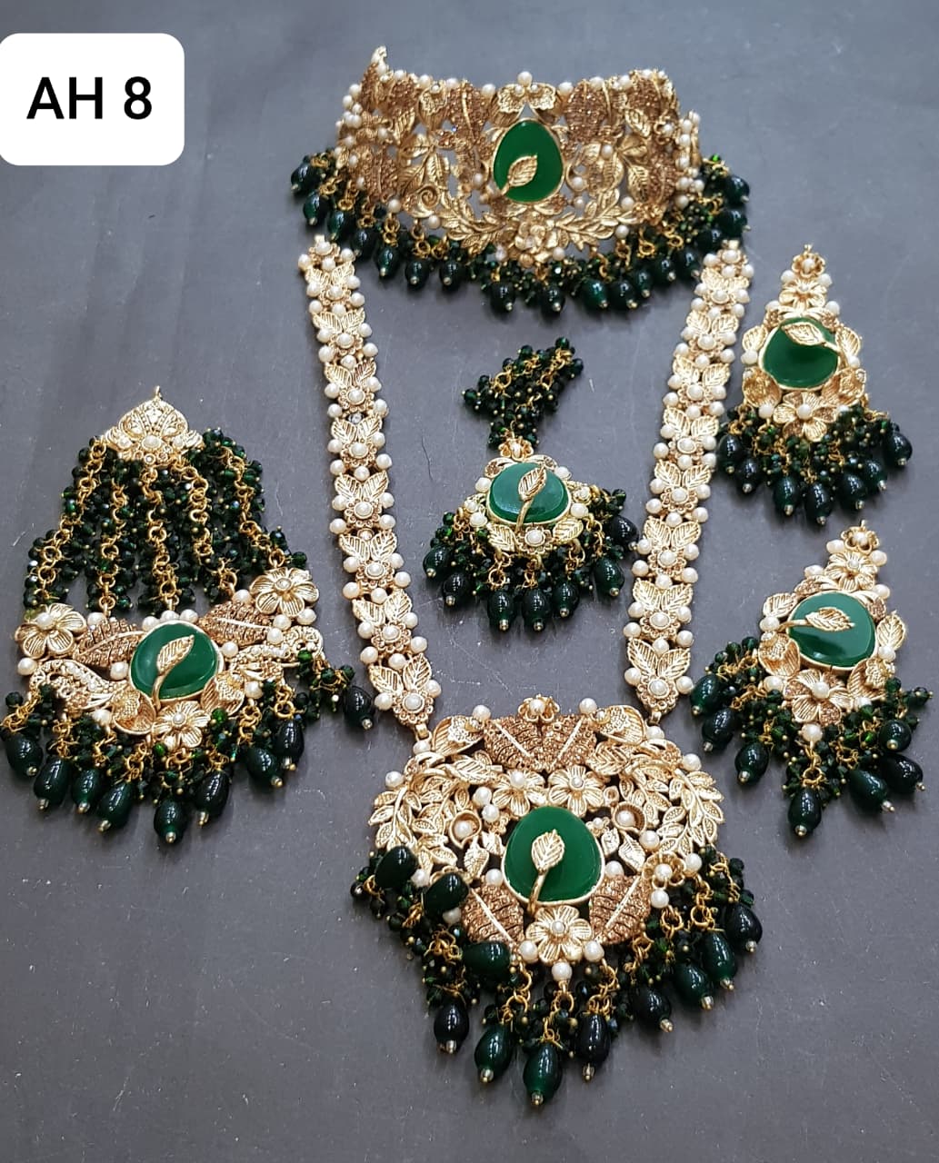 Traditional Bridal Jewelry Set with Red Beads