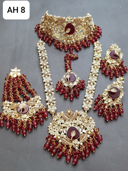 Traditional Bridal Jewelry Set with Red Beads