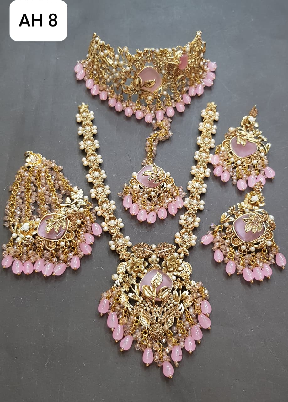 Traditional Bridal Jewelry Set with Red Beads