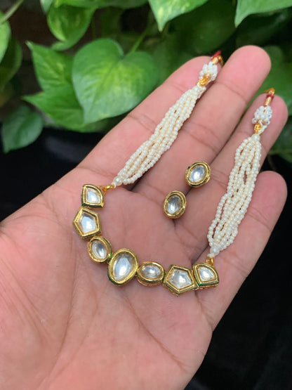 Handmade Kundan Stone choker & Earrings Set | Traditional Indian Jewelry