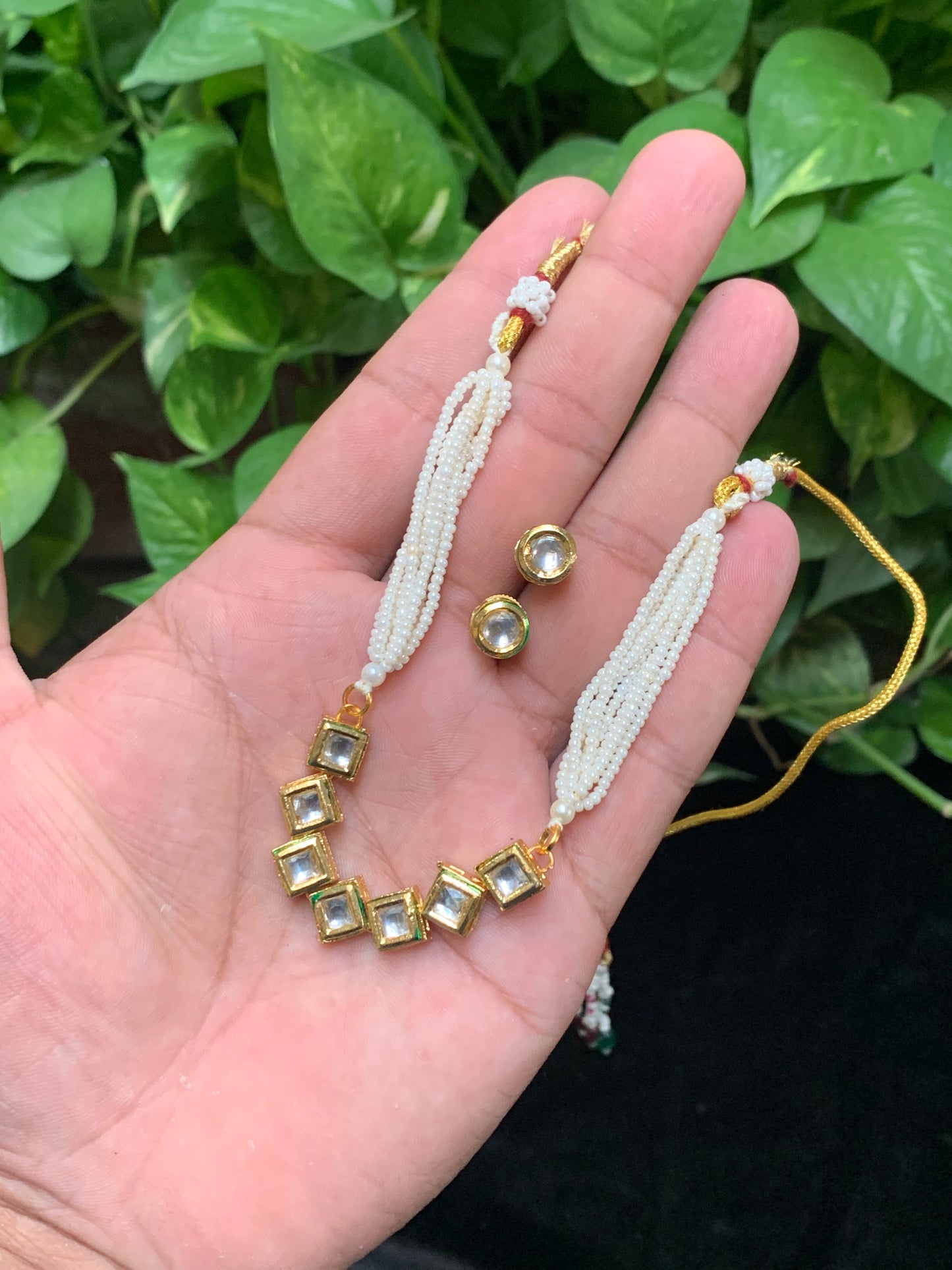 Handmade Kundan Stone choker & Earrings Set | Traditional Indian Jewelry