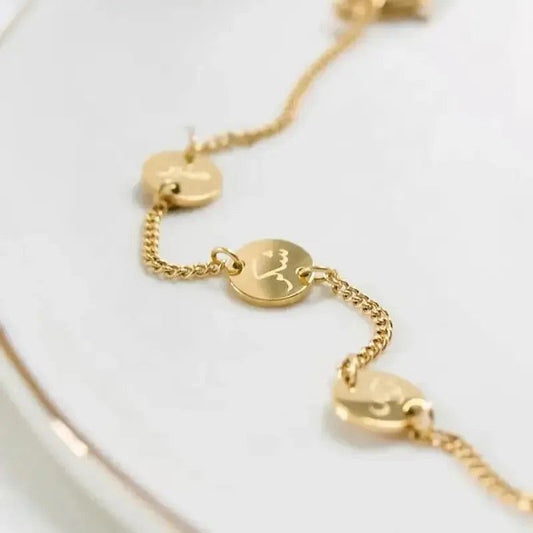 Gold Engraved Symbolic Charm Bracelet for Women