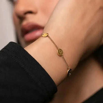 Gold Engraved Symbolic Charm Bracelet for Women