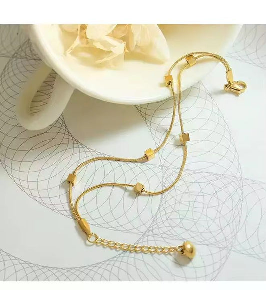 Modern Gold Geometric Bracelet with Square Beads