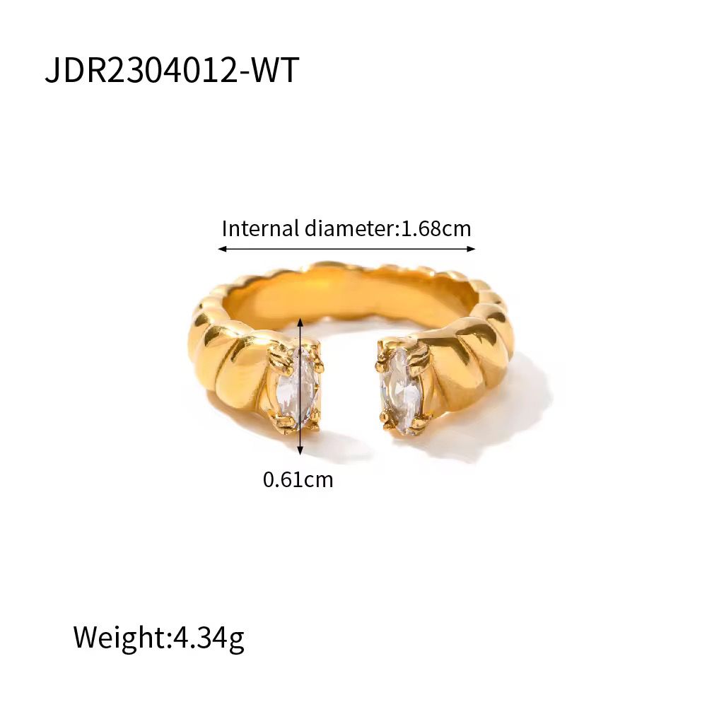Gold Open Ring with Green Gemstone Accents