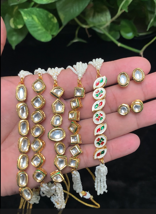 Handmade Kundan Stone choker & Earrings Set | Traditional Indian Jewelry