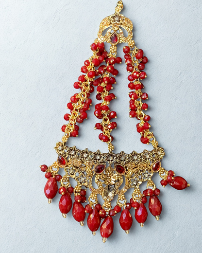 Luxurious Pearl and Gold Jhoomer with Crystal Embellishments
